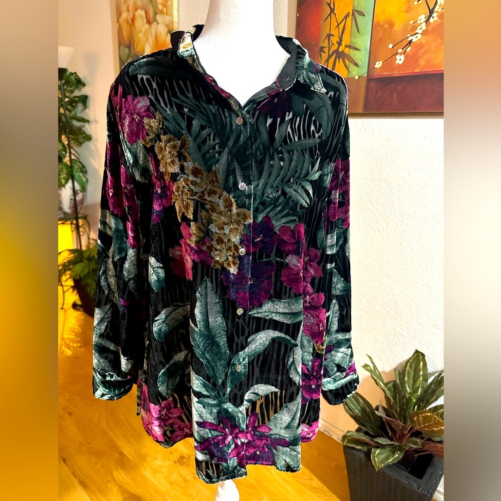 Tommy Bahama Oceanic Orchid Silk-Blend Shirt women’s size XL
